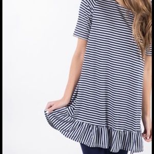 Agnes & Dora Navy Sparkle Ruffle Tunic Small NWT